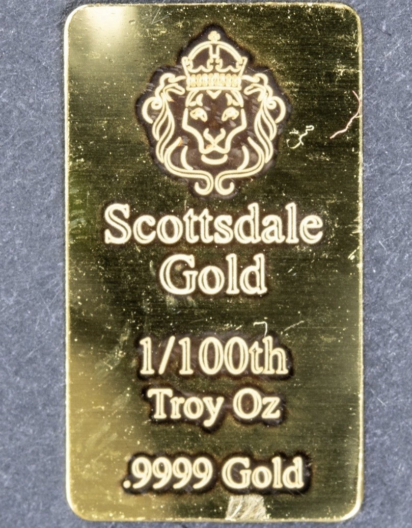 Scottsdale Gold 1/100th Oz Bar (Prepper Gold) .9999 Pure