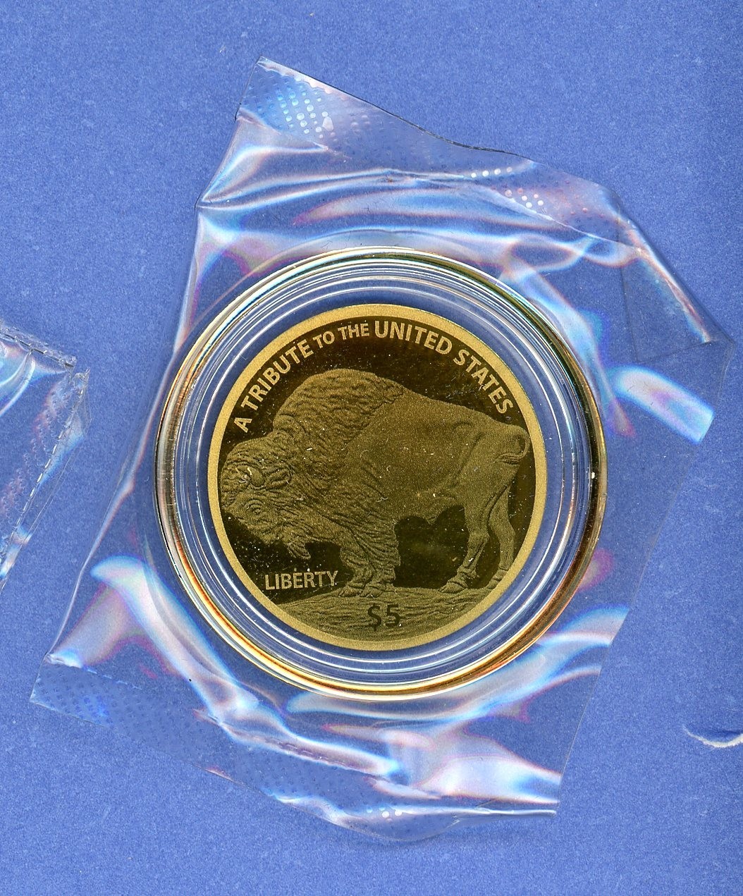 2022 Gold Cook Islands .2g $5 Buffalo Tribute 1 1/4″ Thin Coin #06 200 mg .9999