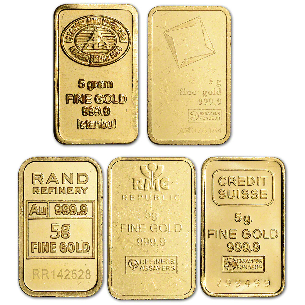 5 gram Gold Bar – Random Brand – Secondary Market – 999.9 Fine