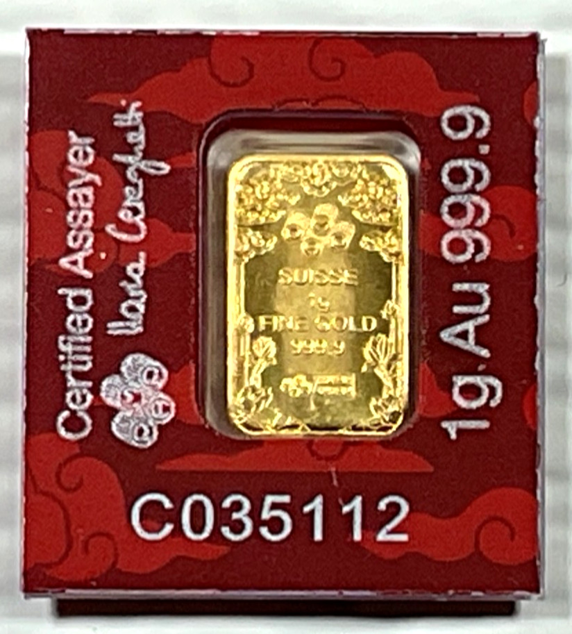 PAMP Suisse Good Luck Dragon 1 Gram .9999 Gold Bar Multigram Year Of The Dragon
