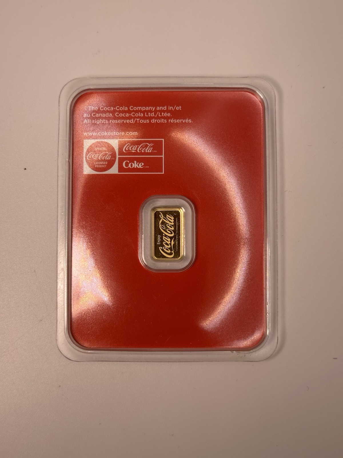 Coca-Cola Classic Bottle 0.5g .9999 Fine Gold Bar Limited Edition TEP Assay Card