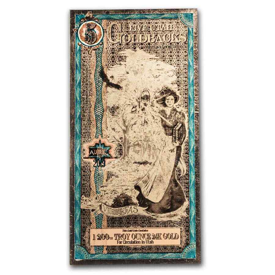 5 Utah Goldback – Aurum Gold Foil Note (24K) – SKU#204990