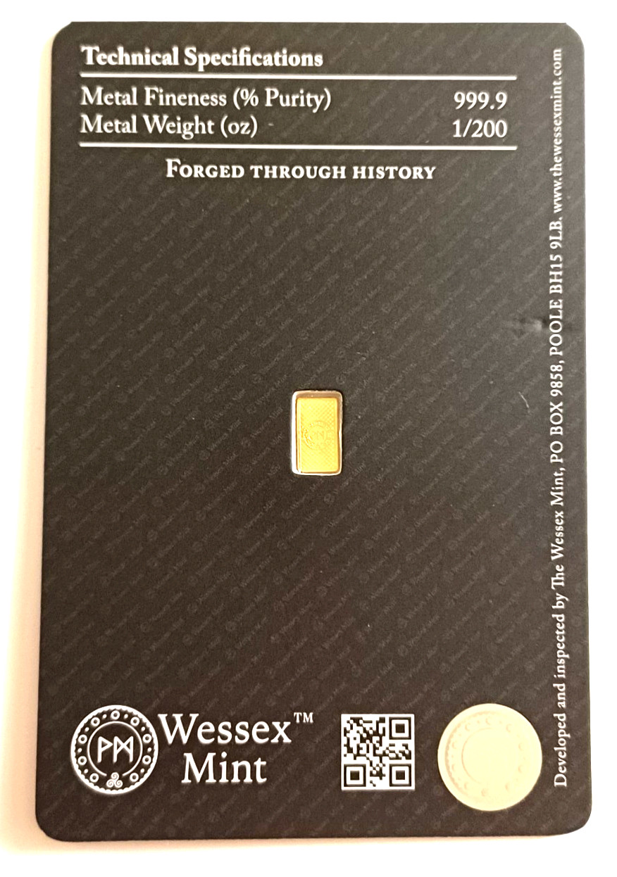 Wessex Mint 1/200oz Eagle Fine 999 Gold Bar in Blister RRP £80