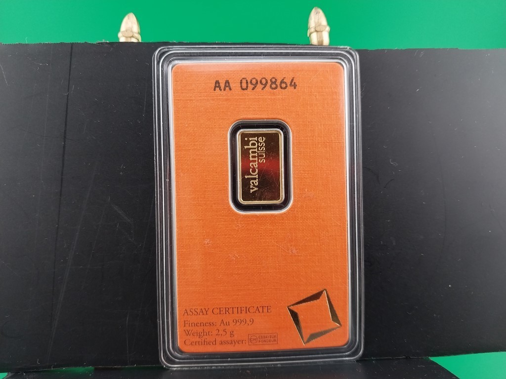 2.5 gram Gold Bar – Valcambi Suisse – 999.9 Fine in Sealed Assay ~ 1 piece