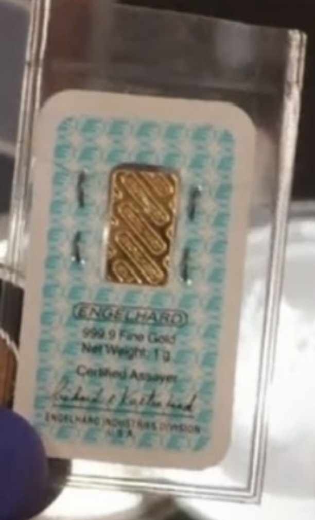 1 gram Gold Bar – Engelhard (In Assay)- Vintage ASSAY- “D” Series -Virgin Sealed