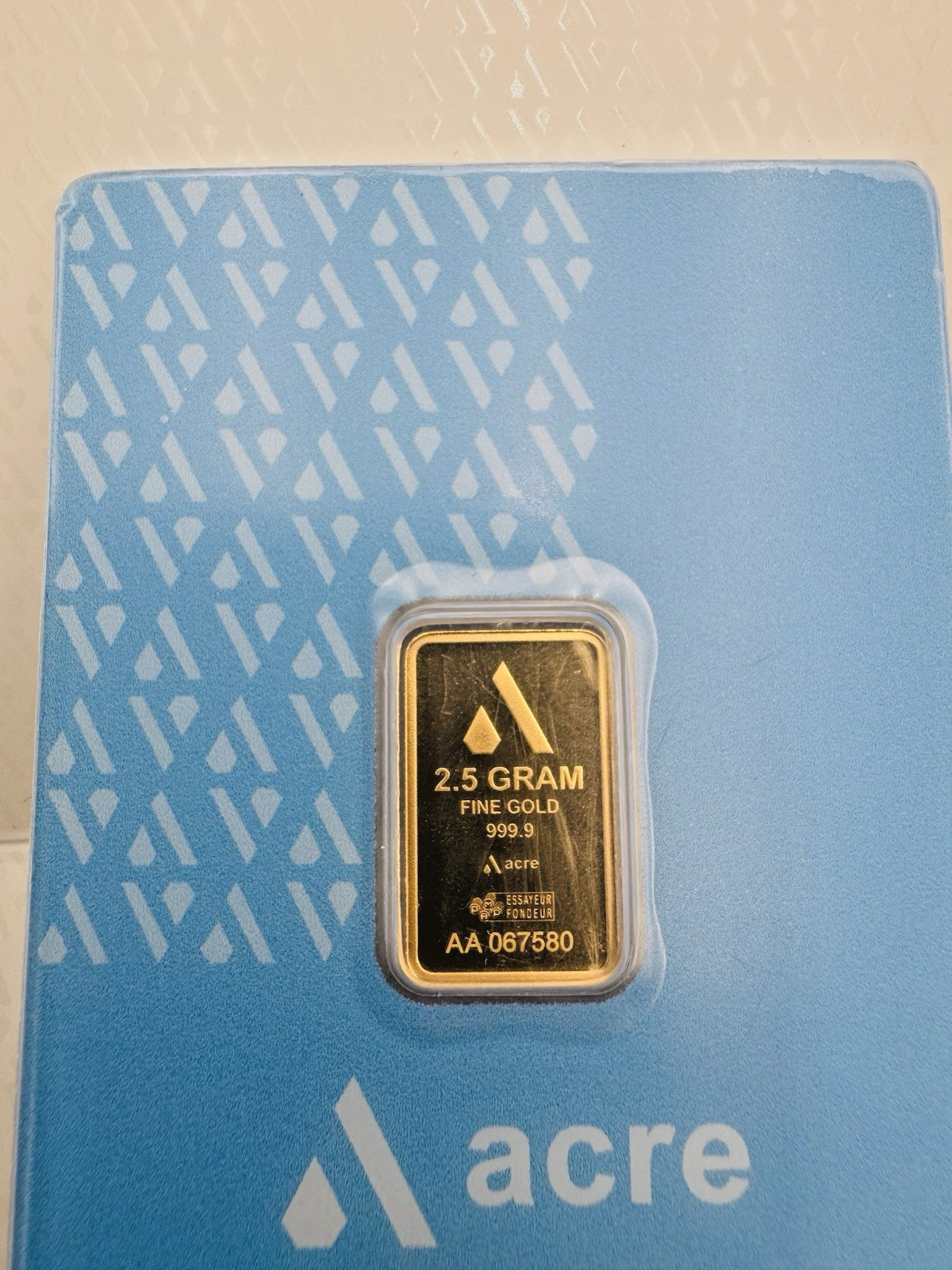 2.5 Gram .9999 Gold Bar Acre Limited Edition Mint 1 Sealed Assay AA067580 In Box