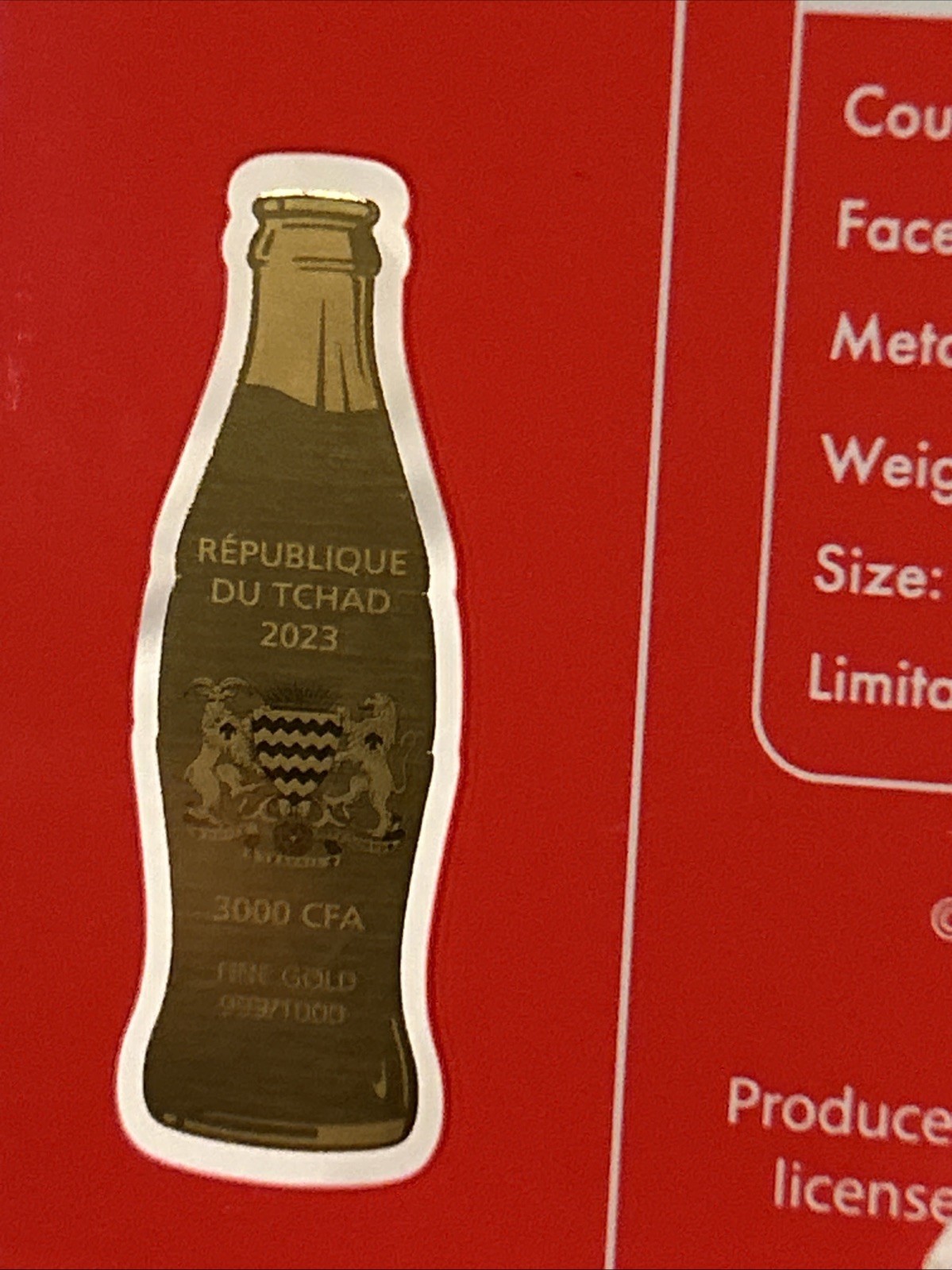 Coca-Cola Bottle Coin Card – 1/1000 oz Gold Limited Edition .999 Fine Gold