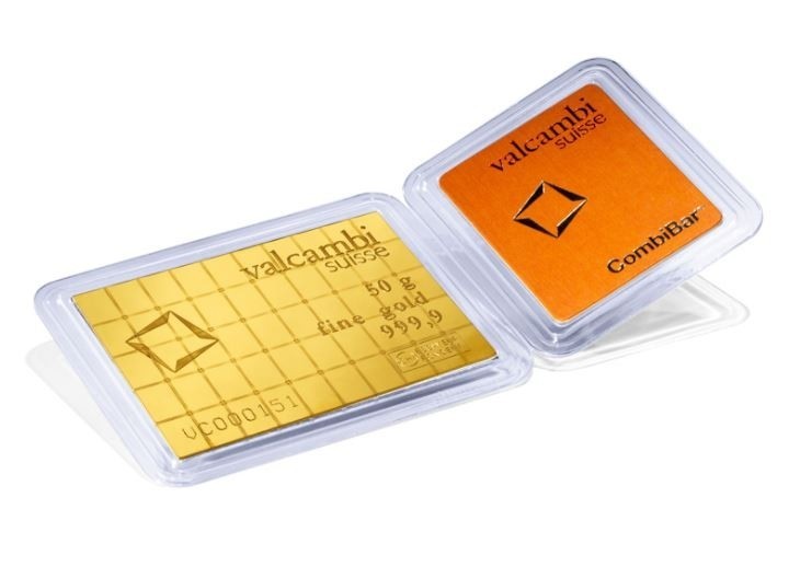 COMBO 1 gram Gold + Silver Valcambi Suisse .9999 Fine Gold & Silver Bars