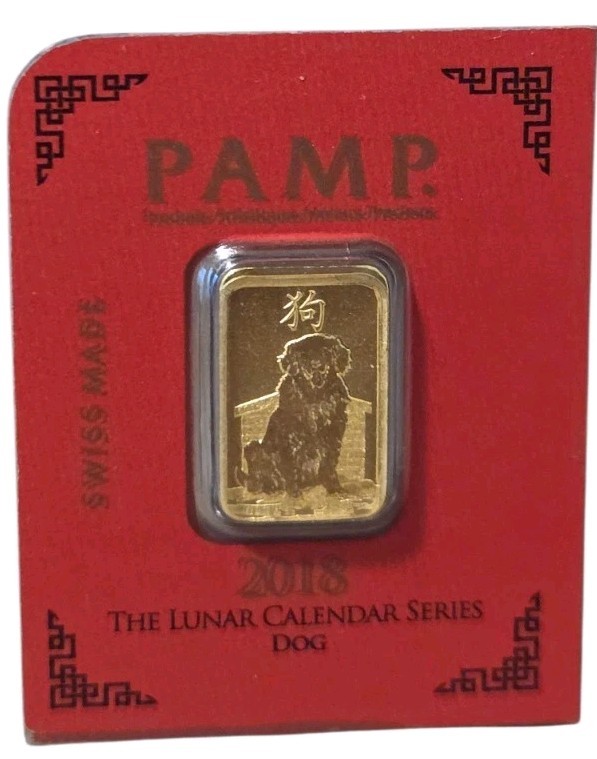 2018 Pamp Lunar Dog Gold Bar – 1g
