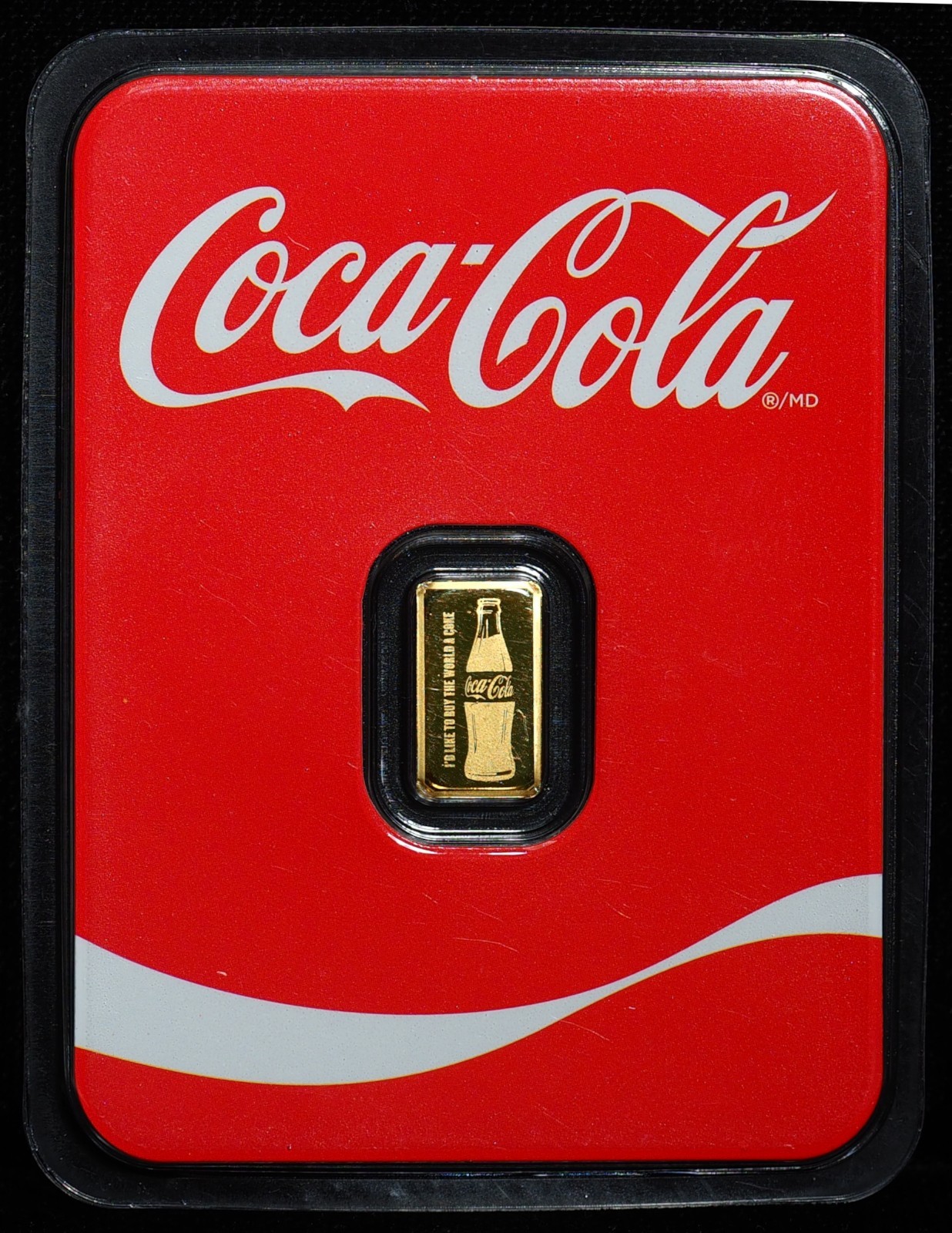 Coca-Cola 0.5 Gram .999 Gold Bar Coke Bottle Design In Assay Card Official