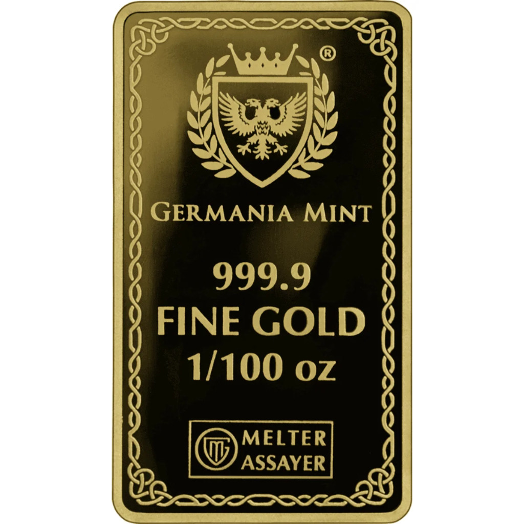 2026 Germania Mint Frigg 1/100oz Proof 9999 Gold Bar in Assay Mintage 5000
