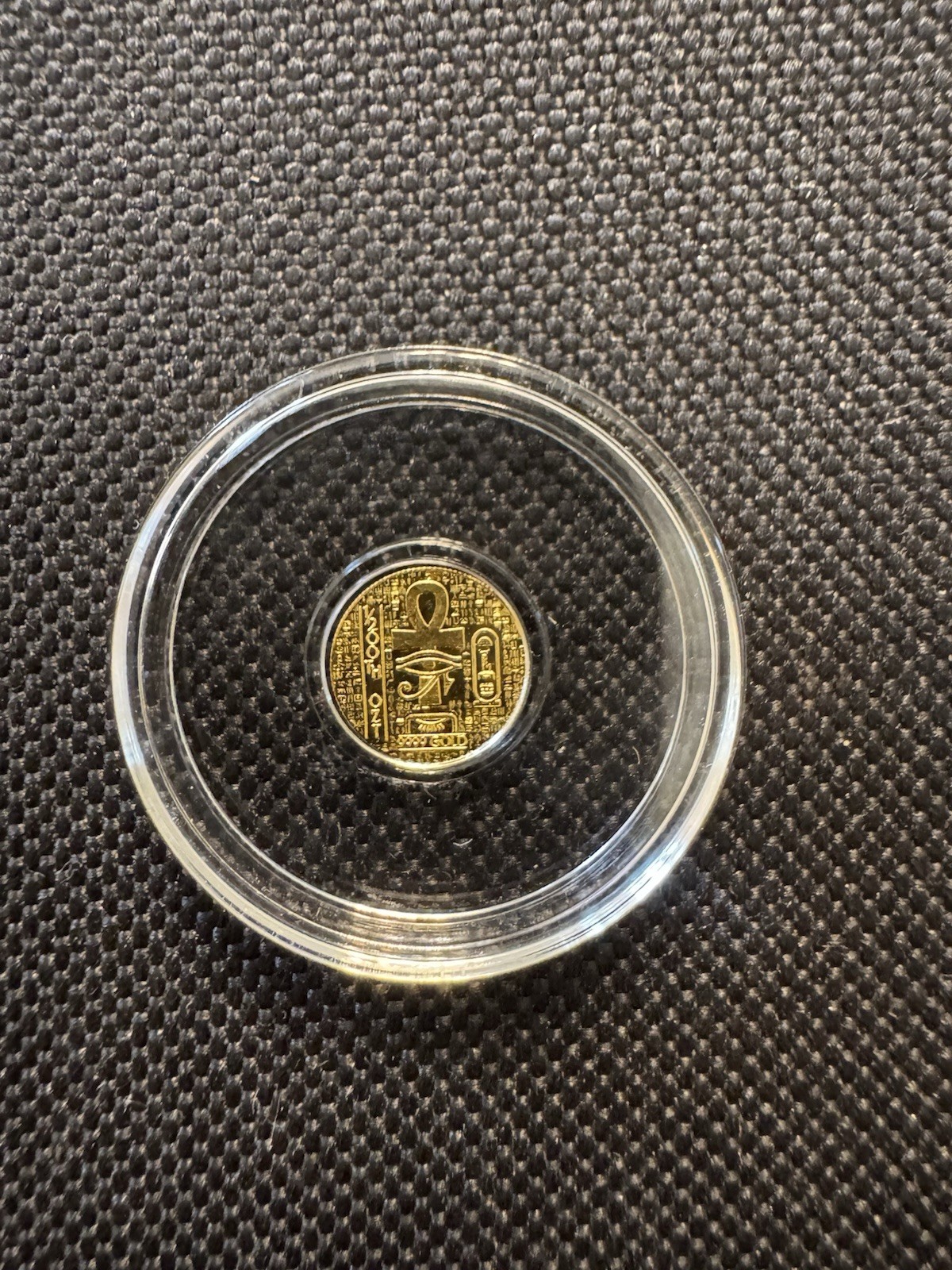 1/200 oz Gold Round • Eye of Horus & Ankh Wings Design • .9999 Fine Gold • Egypt