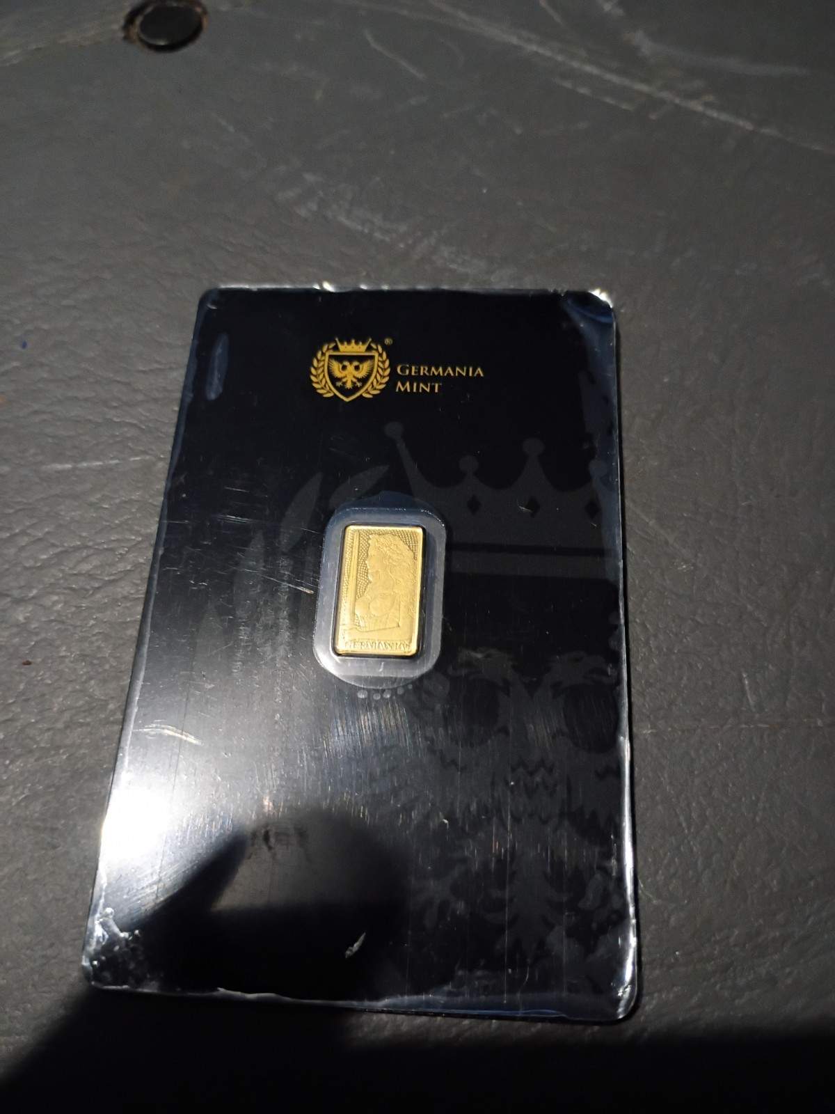 Germania Gold Bullion – 1/100 oz Gold Proof Bar In Assay Warrior Princess-SEALED