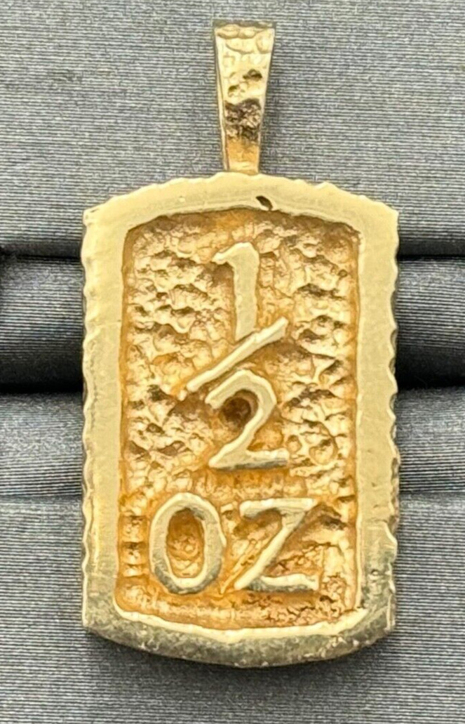 Vintage 14kt Gold 1/2ozt Gold Nugget Style 1in. x 5in. Bar Pendant with 5mm Bale