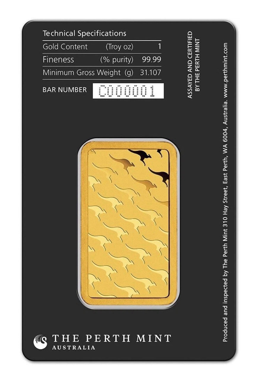 The Perth Mint 1 oz Gold Bar 99.99 Fine in Assay Tamper-Evident Case C000001