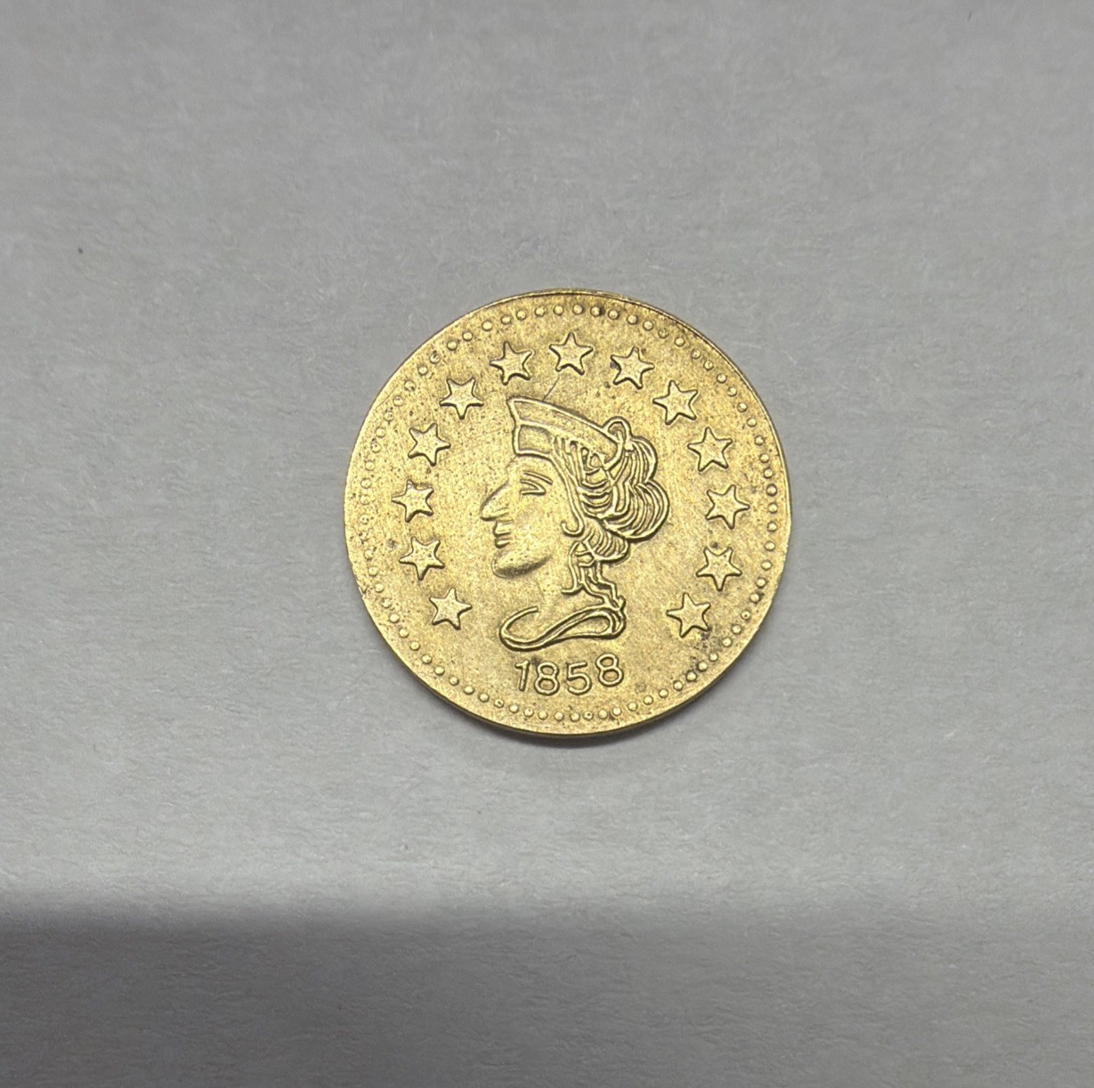 1858 California Round Gold Princess G50C-fractional Bear #1 Type circa 1960