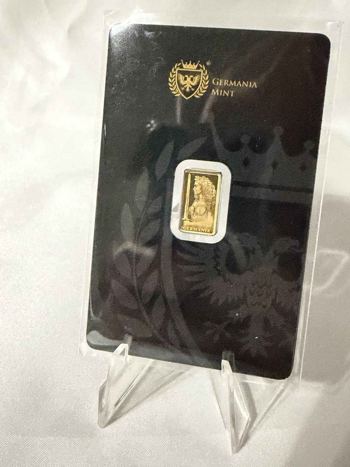Germania Mint STAMPED BAR Lady Germania Minted 1/200 oz Gold Bar in Assay Card