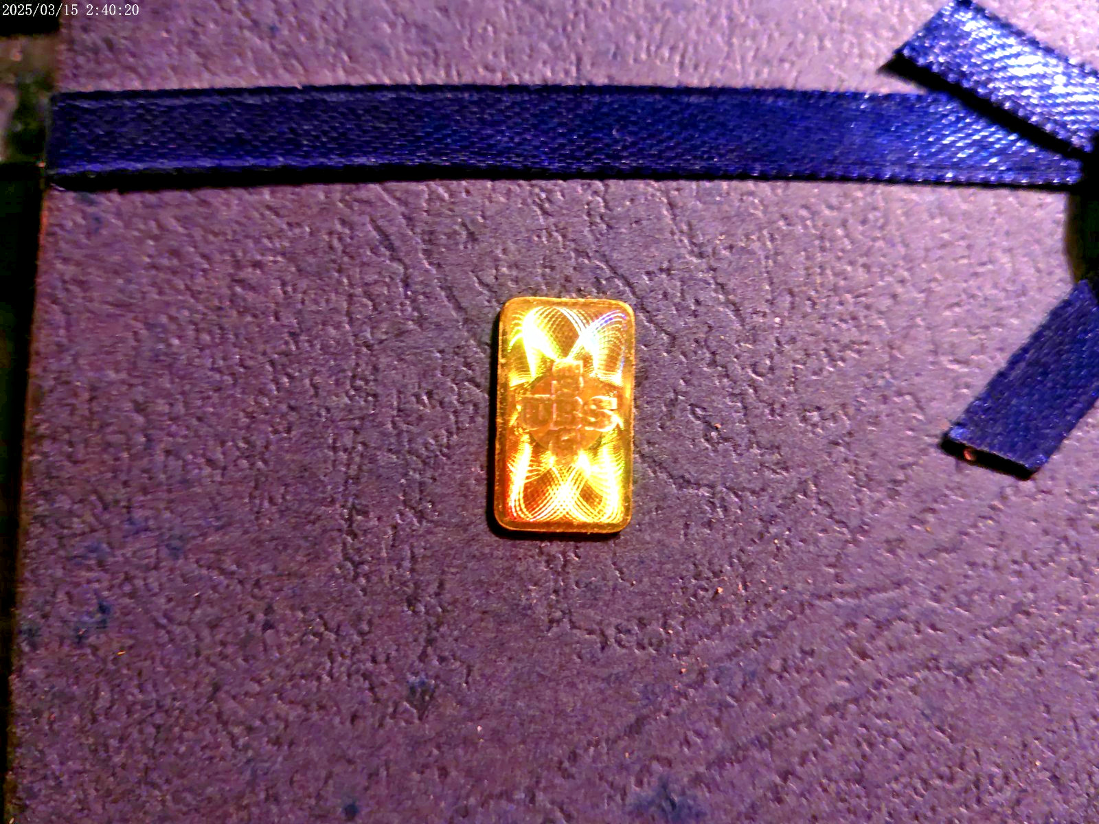 HALO GRAM 1 GRAM BAR UNION BANK SWITZERLAND 999.9 PURE GOLD #037988 PRE OWNED