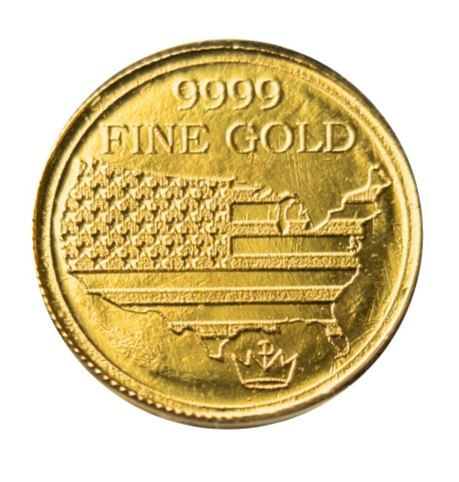 1/100 oz .9999 Fine Gold Round American Eagle & Flag in Clear Capsule – Monarch