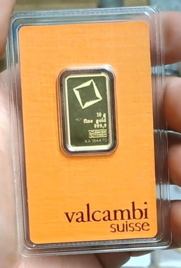 10 Gram Valcambi Suisse .9999 Fine Gold Bar Certified Assay -PURE 10 Grams TUQBA