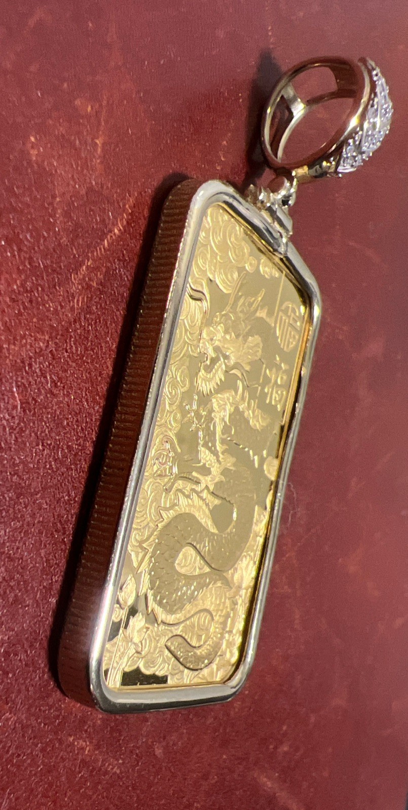 Pamp Good Luck Dragon 24K, 1 TROY OUNCE GOLD BAR & FREE WITH PURCHASE 14k BEZEL!