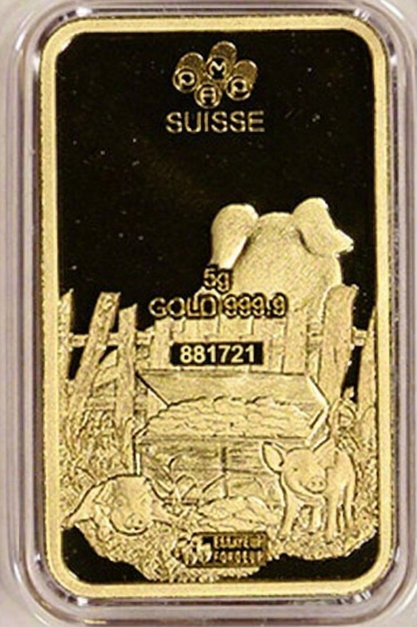 PAMP Suisse 5g Gold Year of the Pig – The Lunar Calendar Series. New in Assay