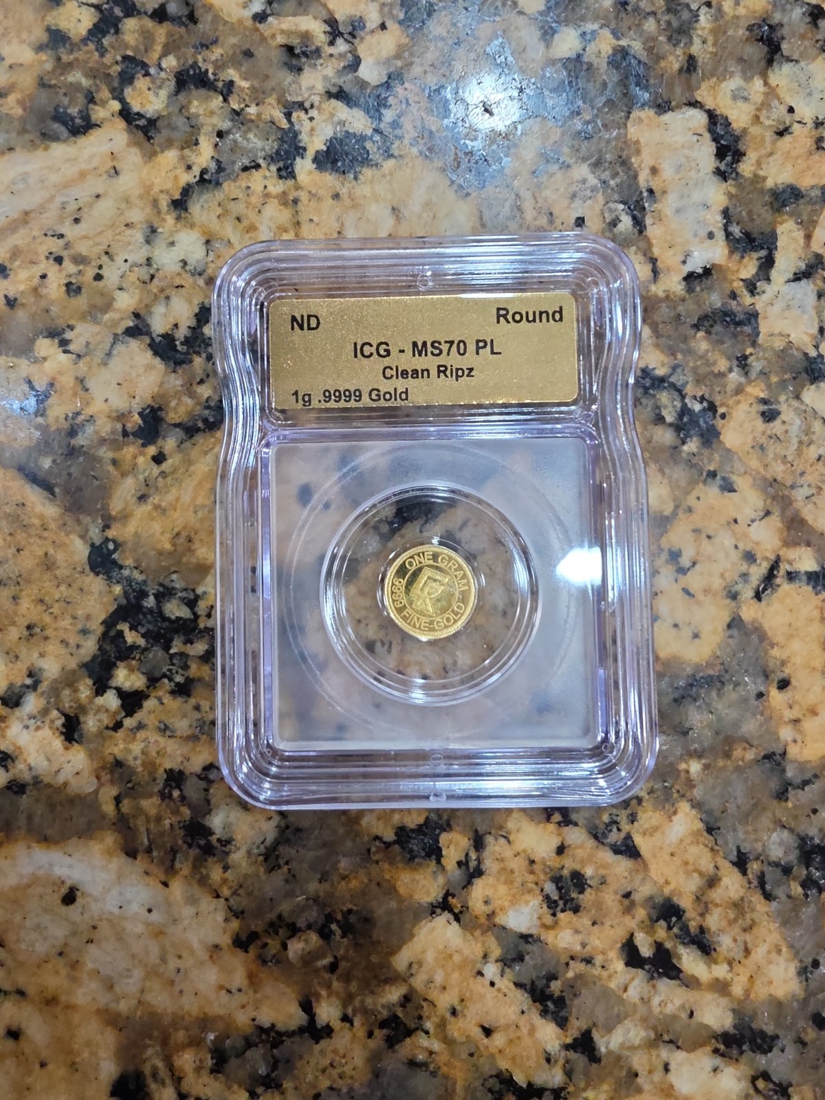 ICG Slabbed MS70PL 1 Gram Gold- .9999 Fine Gold Coin – Clean Ripz – 1 g GOLD