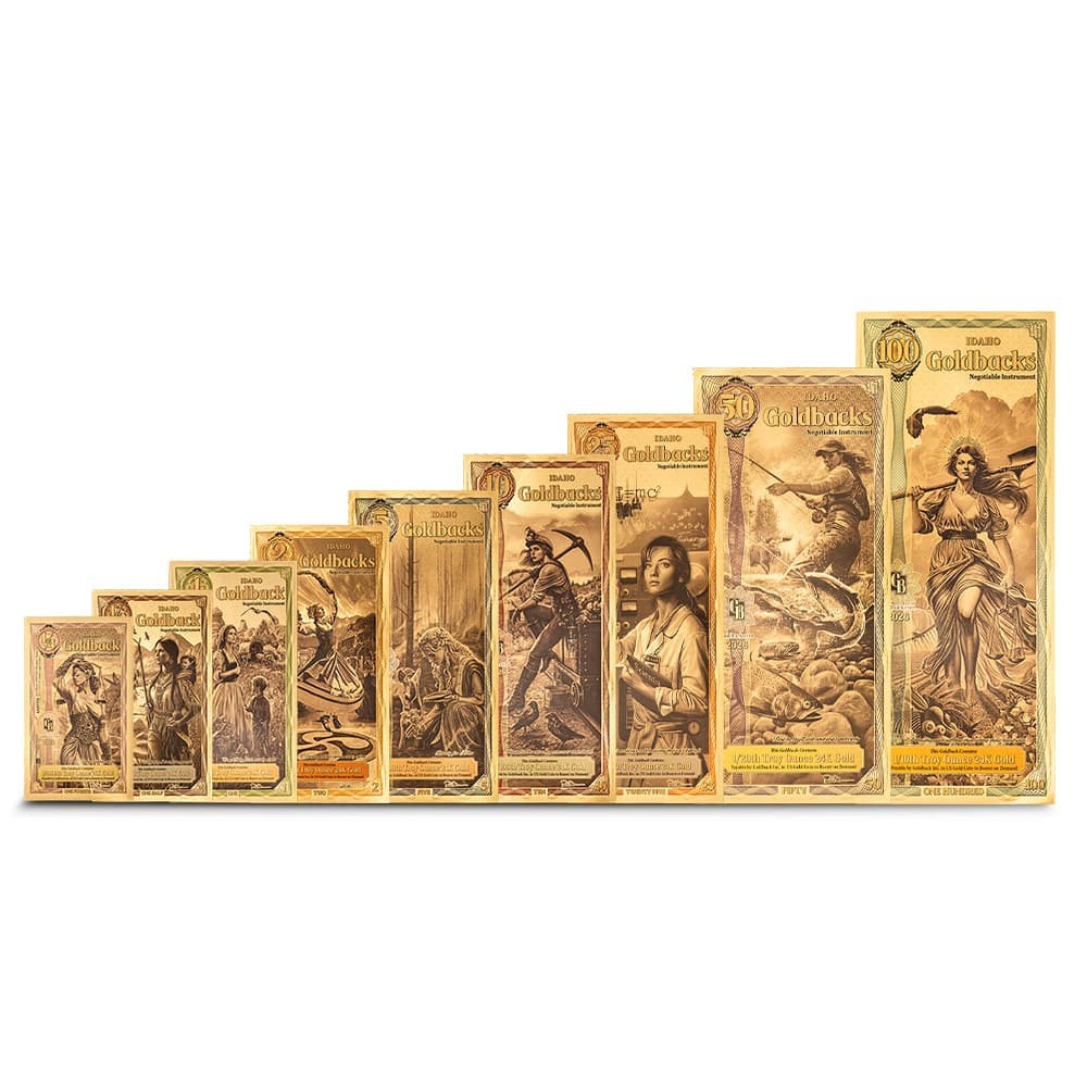 9 Piece Idaho Goldback Gold Note Set (Random Year, New)