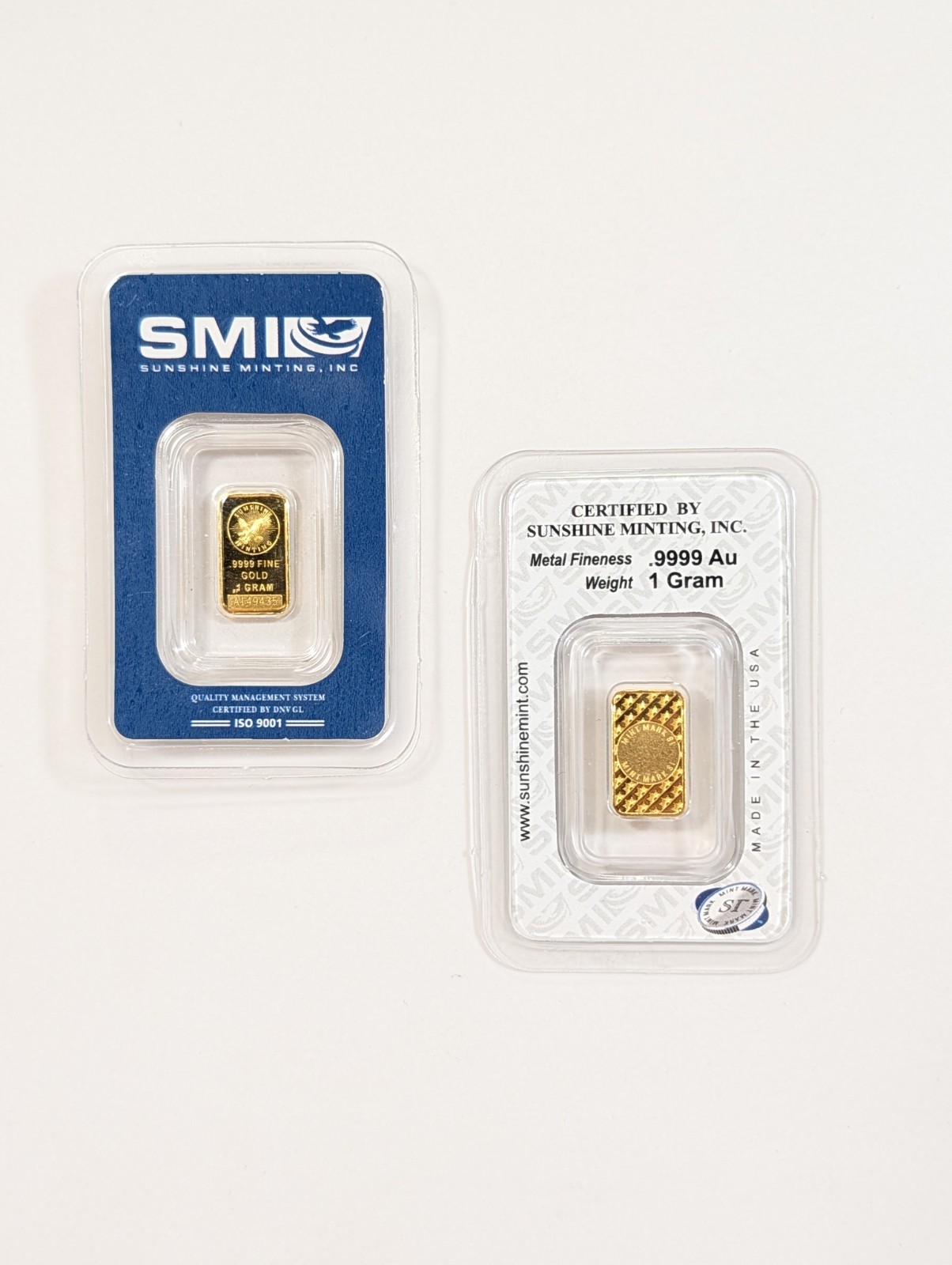 1 Gram Sunshine Minting Inc. SMI .9999 Fine Gold Bar Sealed in Assay Card 💙
