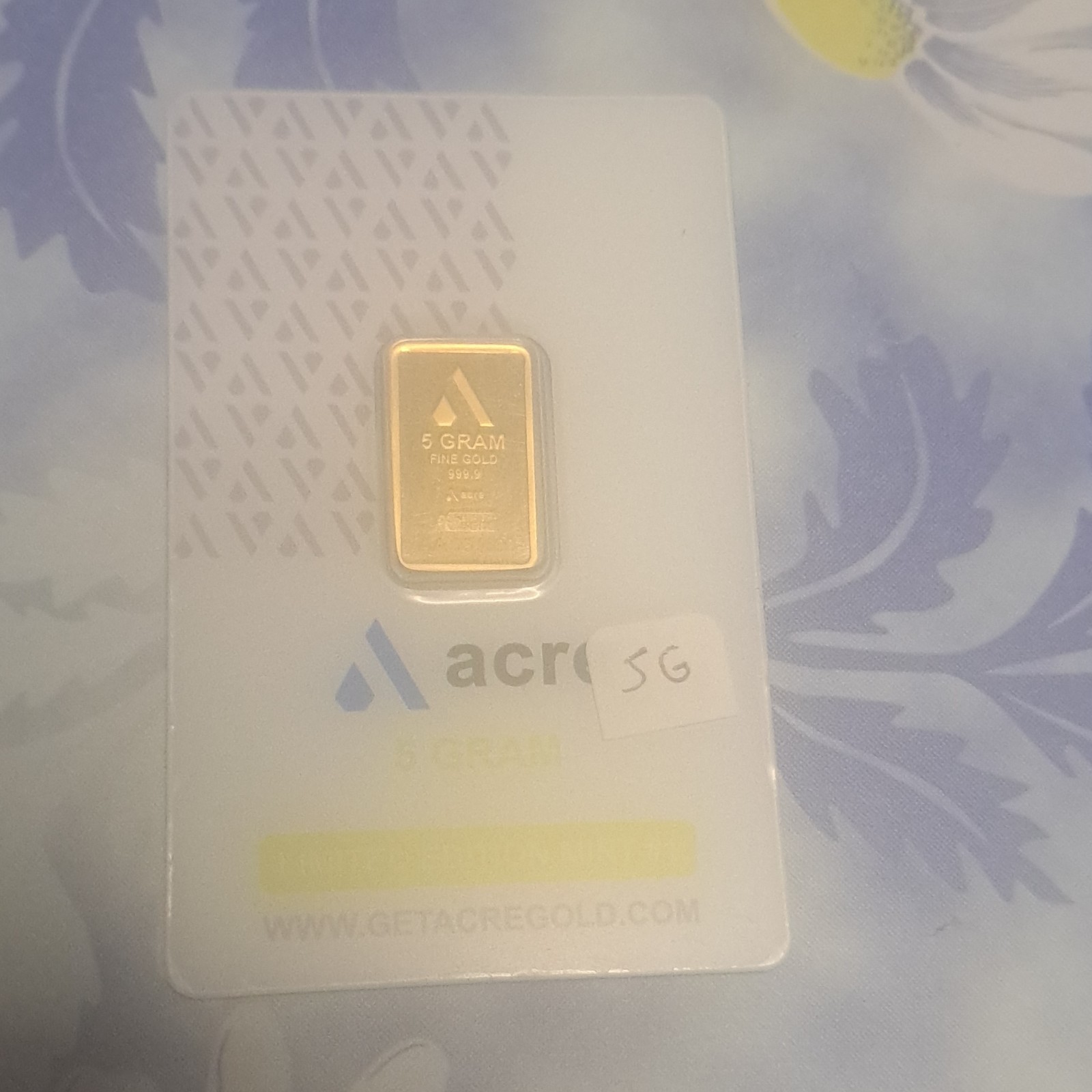 Acre 5 Gram Gold Bar 999.9 Fine Gold Bar in Assay Card