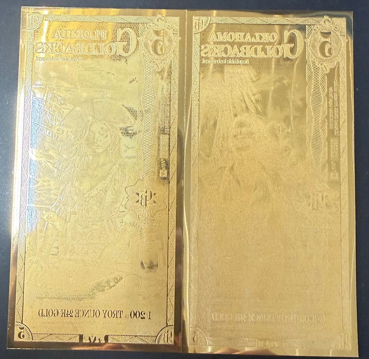 5 Florida & Oklahoma Goldback Gold Notes (Very Collectable GB’s)