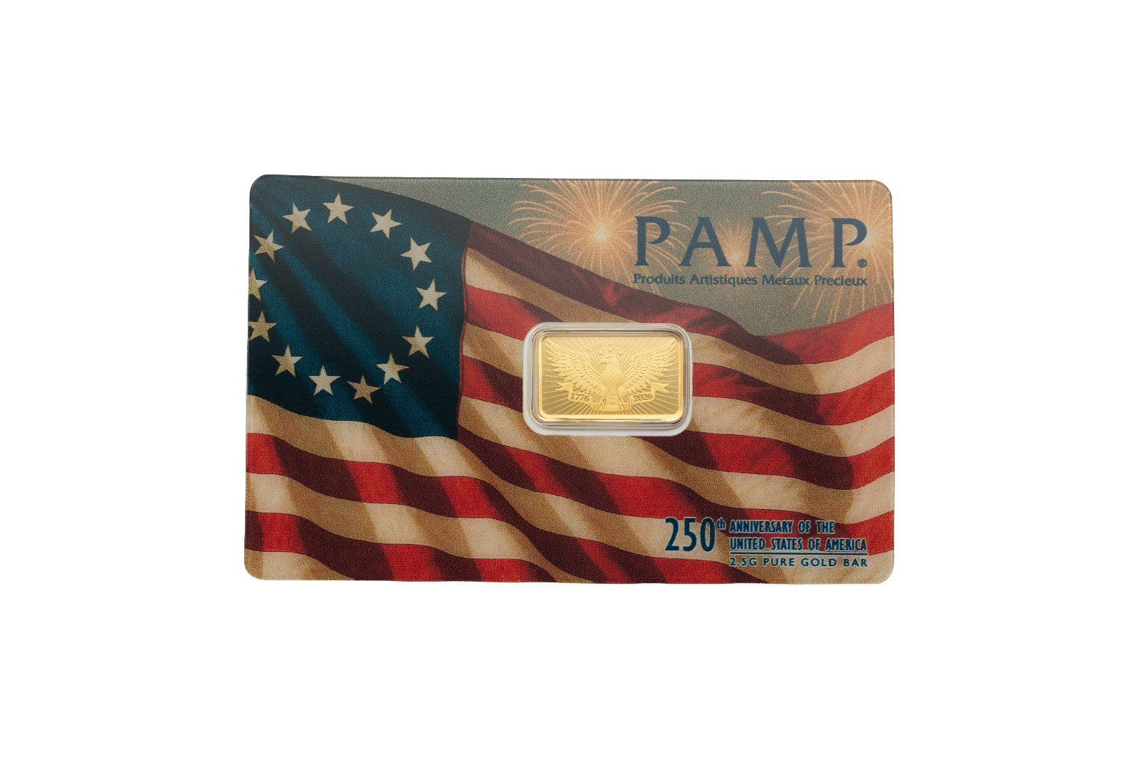 2.5 gram Gold Bar – PAMP 250th Anniversary of the USA