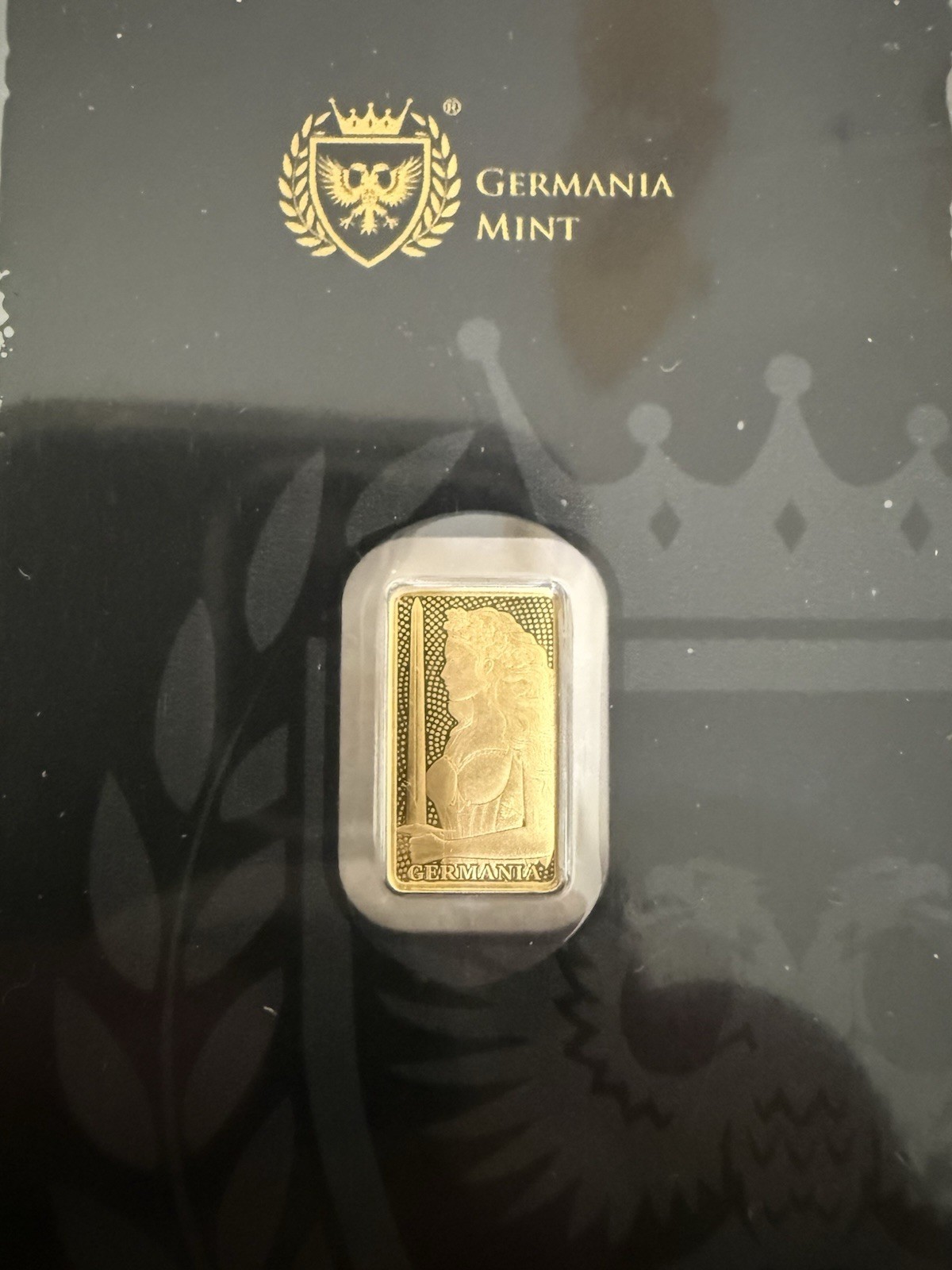 Beautiful Germania 1/100 oz Gold Proof Stamped Bar In Assay