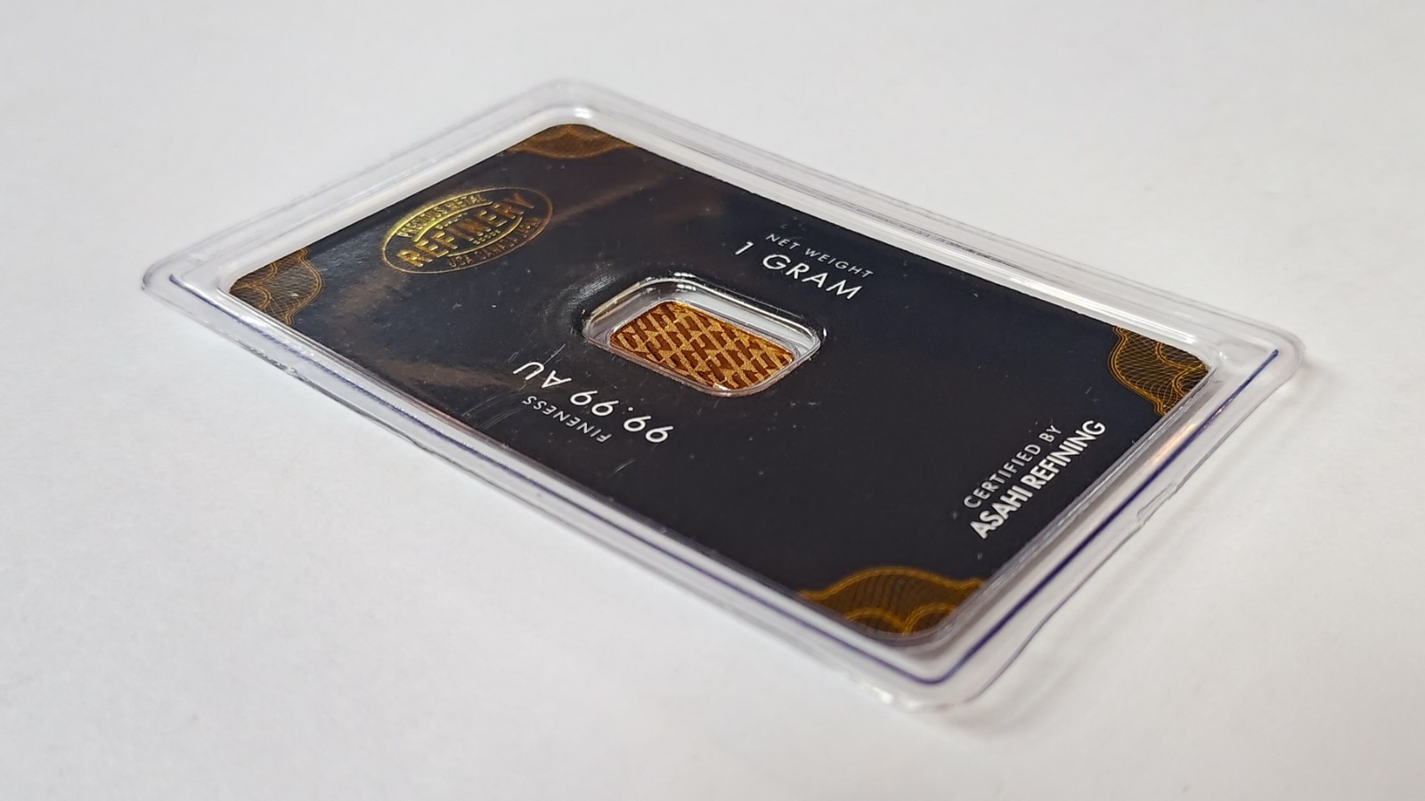 1 Gram Asahi 9999 Fine Gold Bar Sealed in Full Size Assay Card LBMA Certified