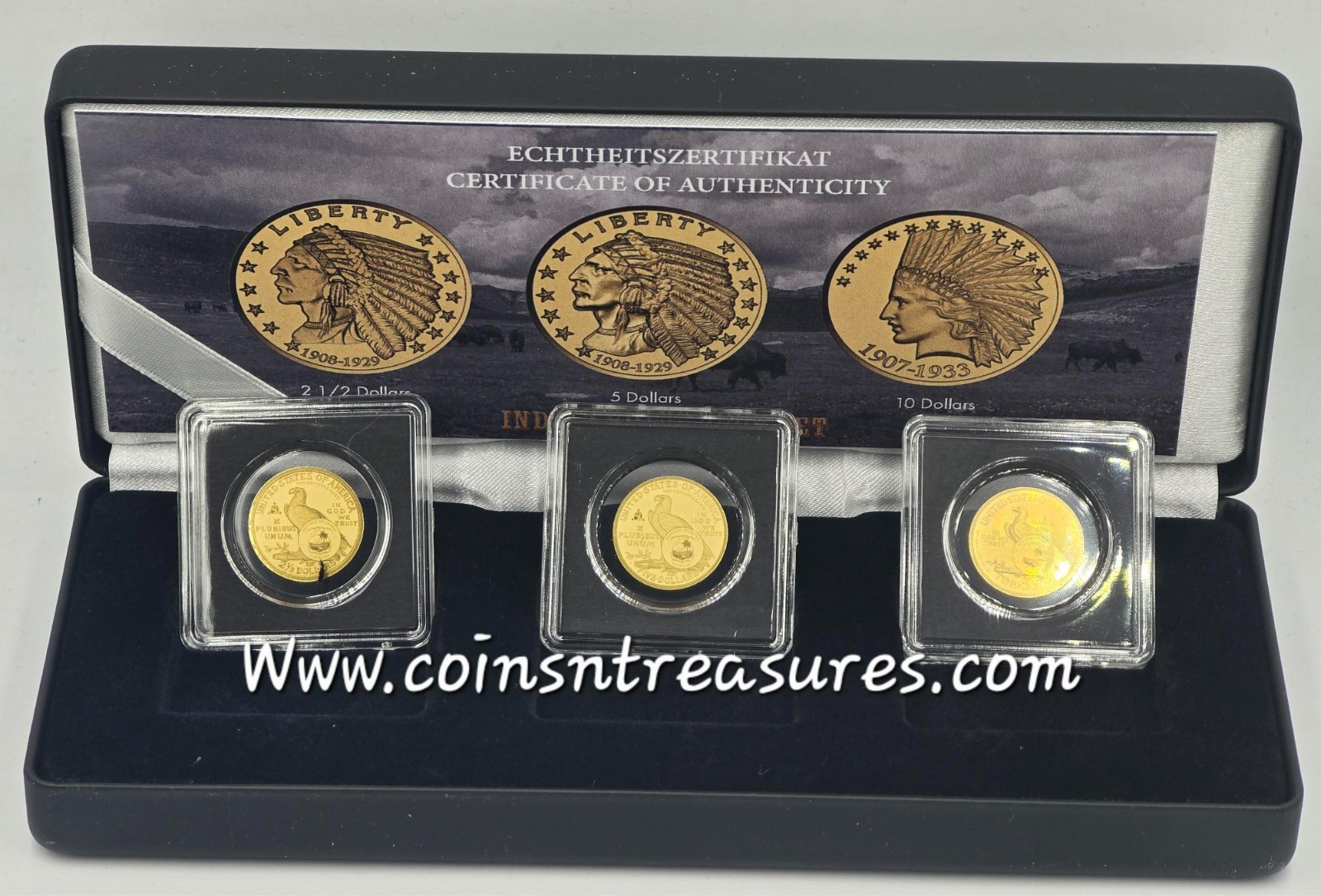 US Indian Chief Gold 3 Coin Set collection 1/1000 Gold .999