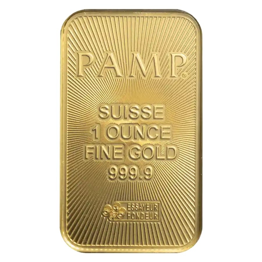 1 oz Gold Bar – PAMP Suisse with Assay Card – .9999 Fine Gold