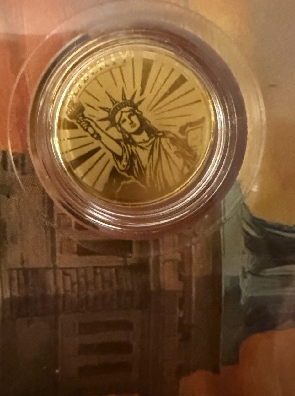 2 – USA 1/1000 oz .999 Fine Gold Proof Round USA Flag/Liberty, COA Mintage 2000
