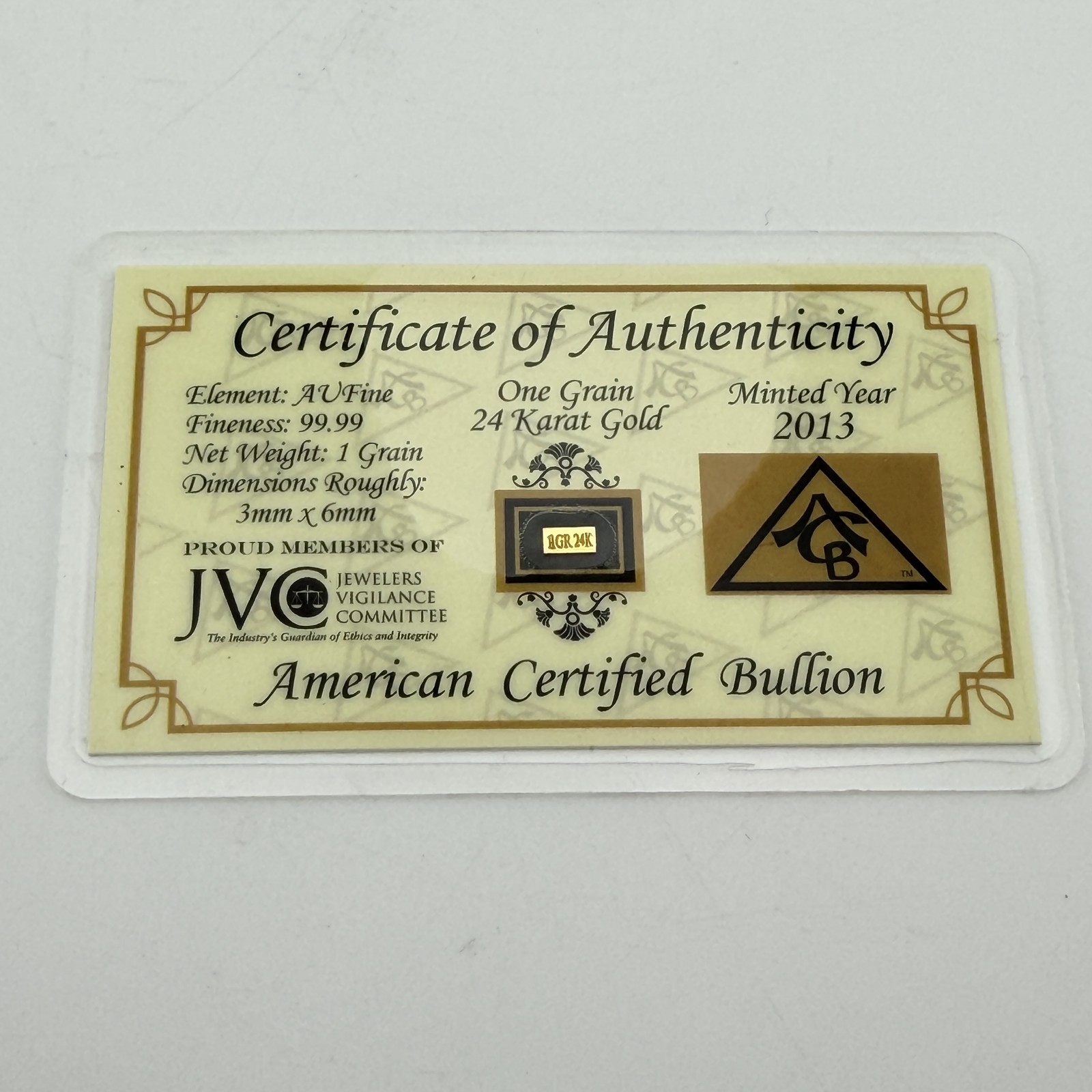 ACB Gold Silver Platinum 1GRAIN Combo Pack BULLION Bars w/COA’s