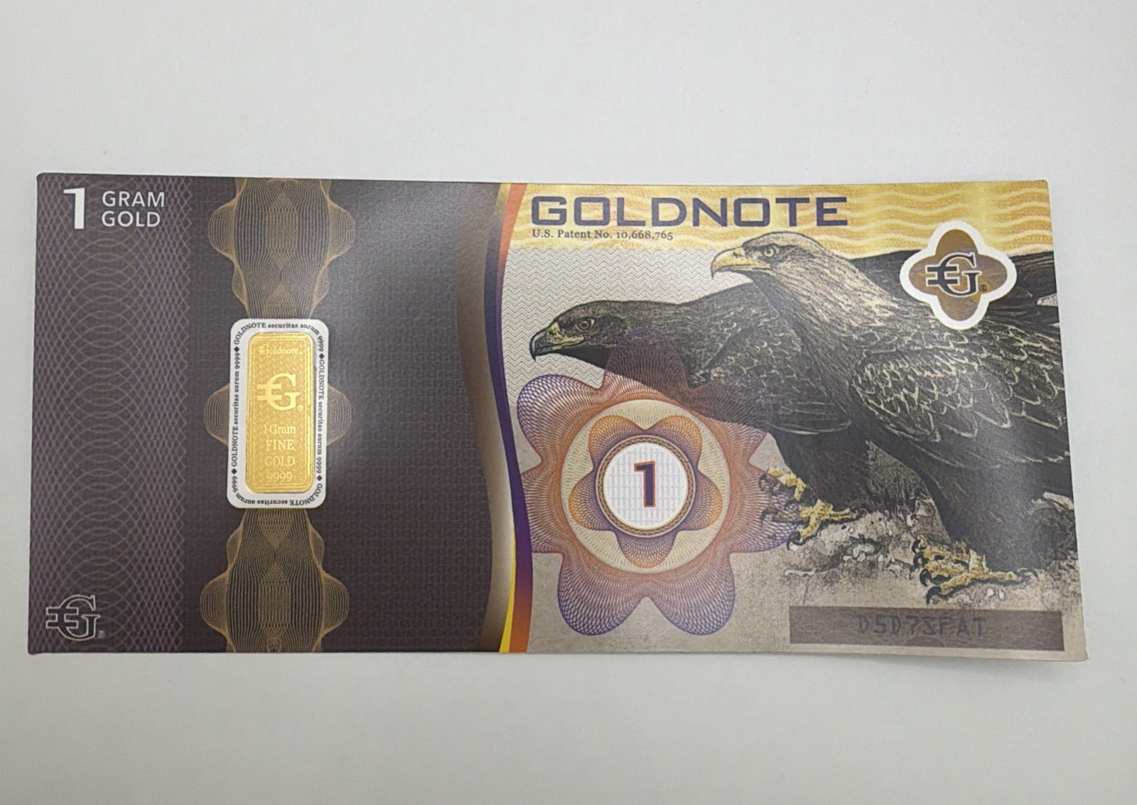 1 Gram Aurum 9999 Gold 24k Goldnote Bar Eagle Note Serialized