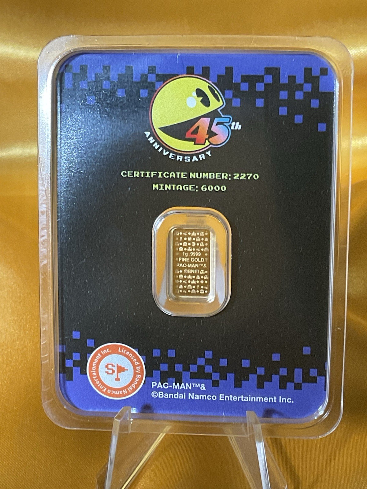 2025 PACMAN 45th ANNIVERSARY 1gr .9999 GOLD BAR IN TEP #2270 limited mintage