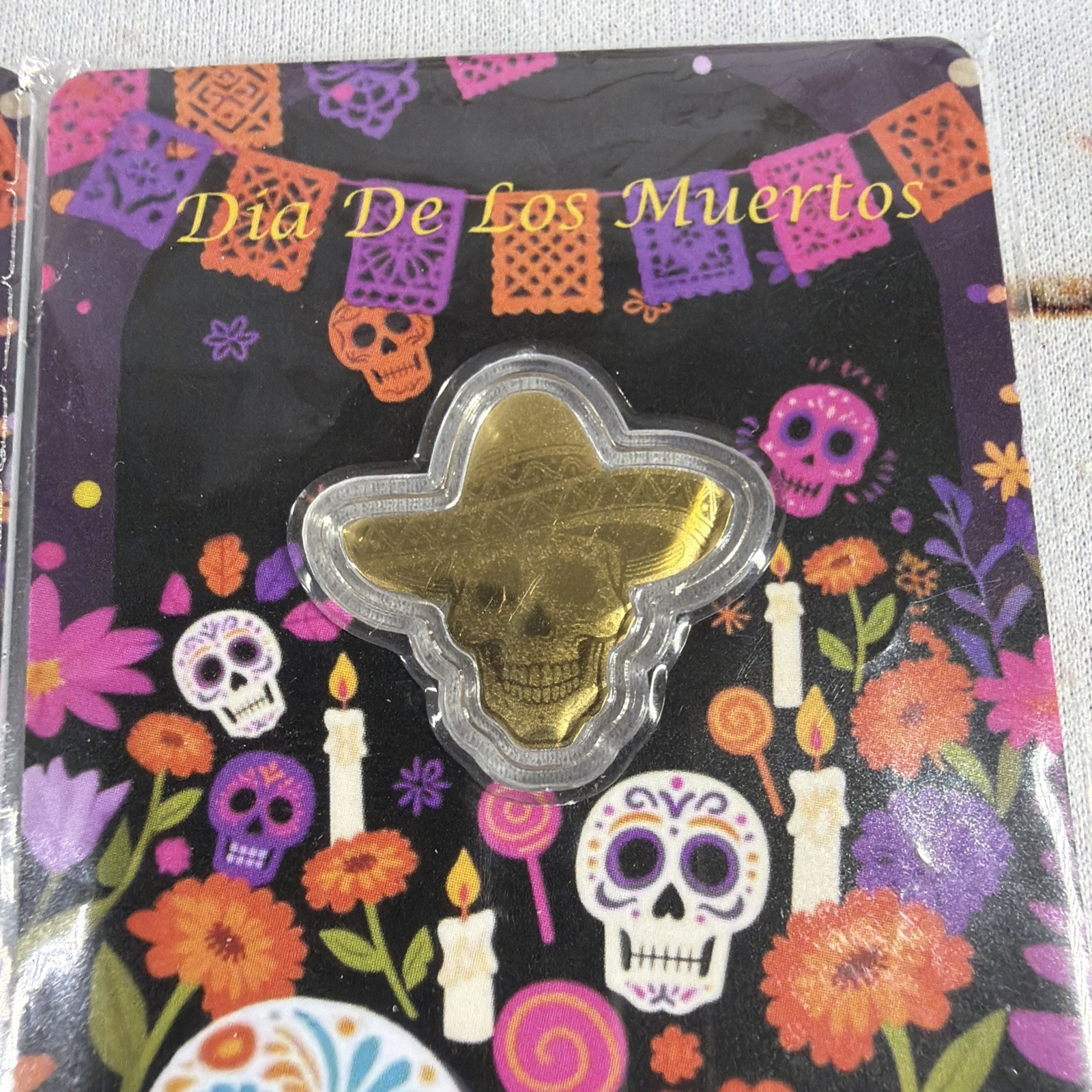 2026 Liberia 1/1000th Gold Carded Dia De Los Muertos Special Shaped with Capsule