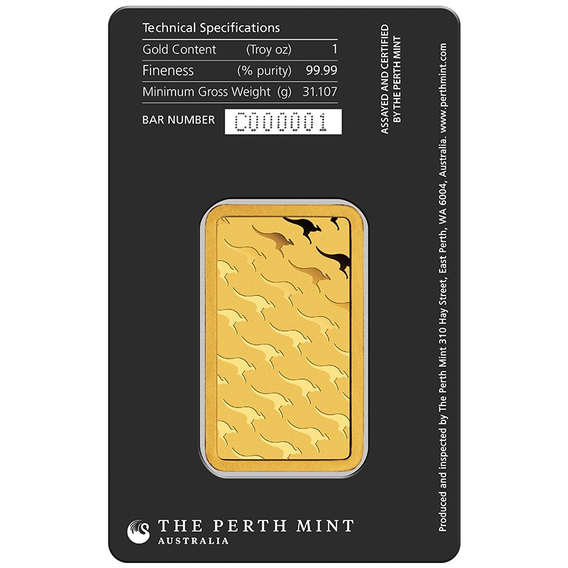 1 oz Perth Mint Gold Bar (New w/ Assay)