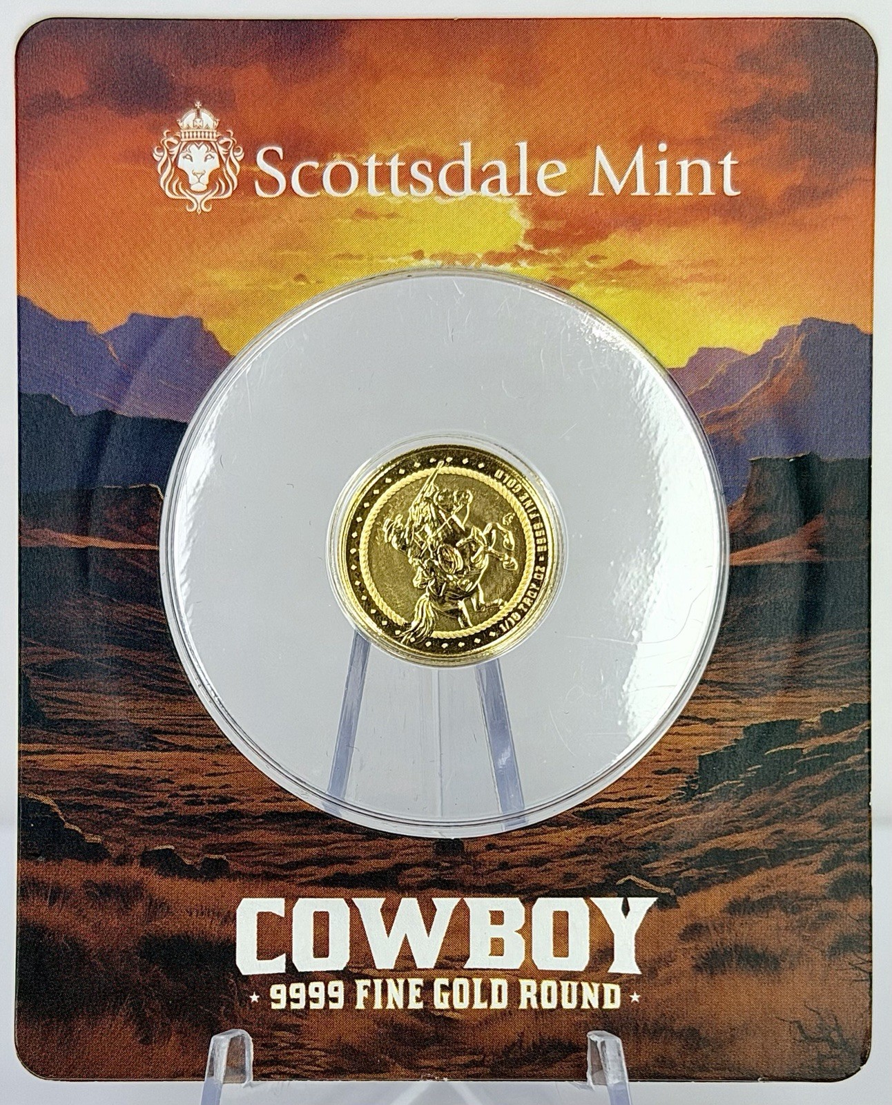 1/10 oz Scottsdale Cowboy Gold Round Buffalo Privy Certi-Lock