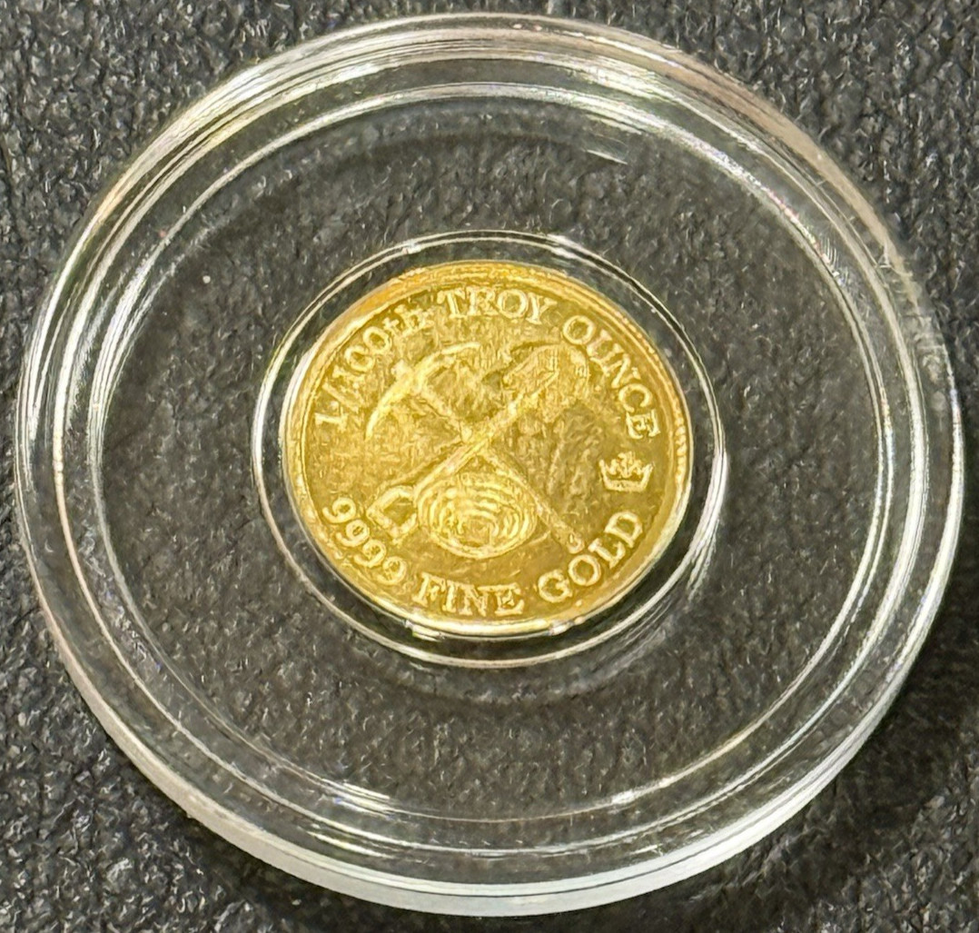 1/100 Oz .9999 Gold MPM Monarch Precious Metals Prospector Gold Round in Capsule