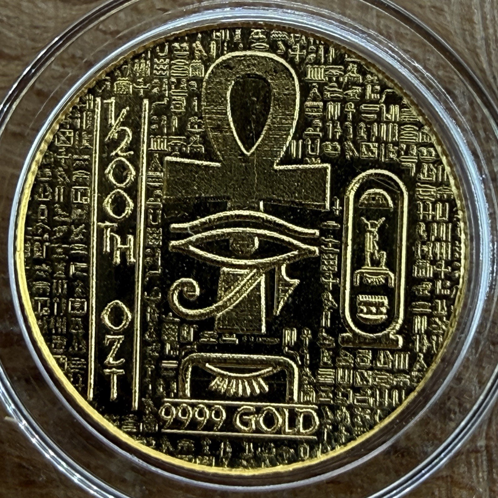 2024 1/200 oz .9999 Gold Egyptian Themed Round – Hieroglyphics / Eye of Horus