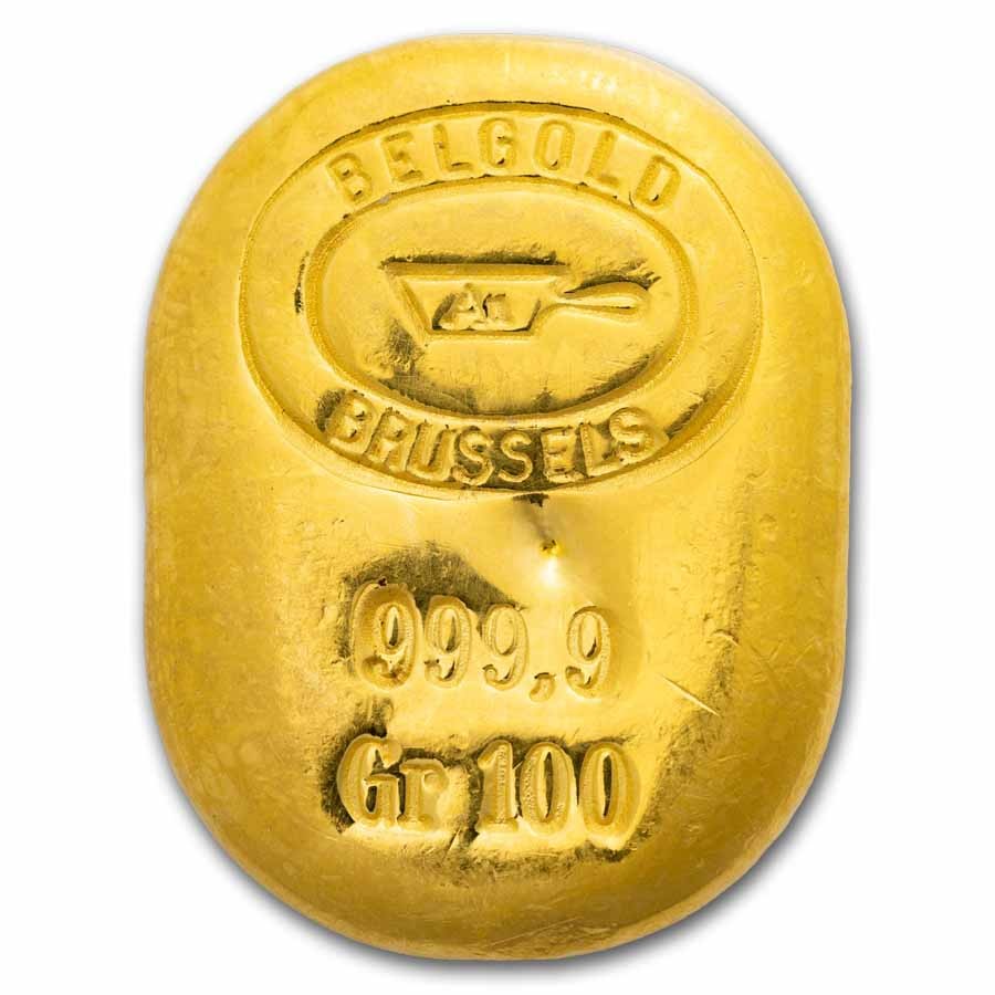 100 gram Gold Bar – Belgold Brussels (999.9 Fine)