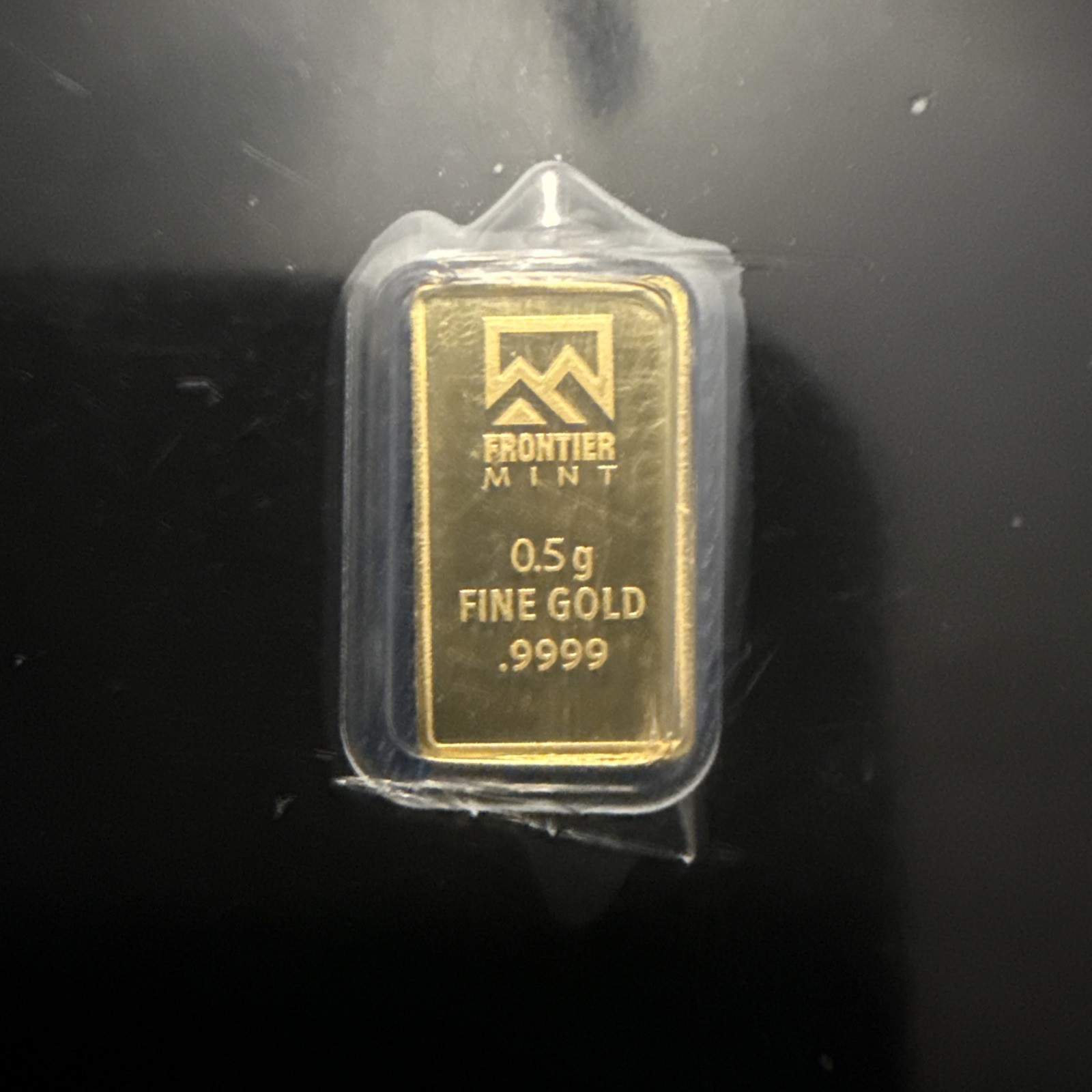 FRONTIER MINT GOLD .5 GRAM .9999 FINE SEALED 1/2 GRAM BAR IN ASSAY CARD