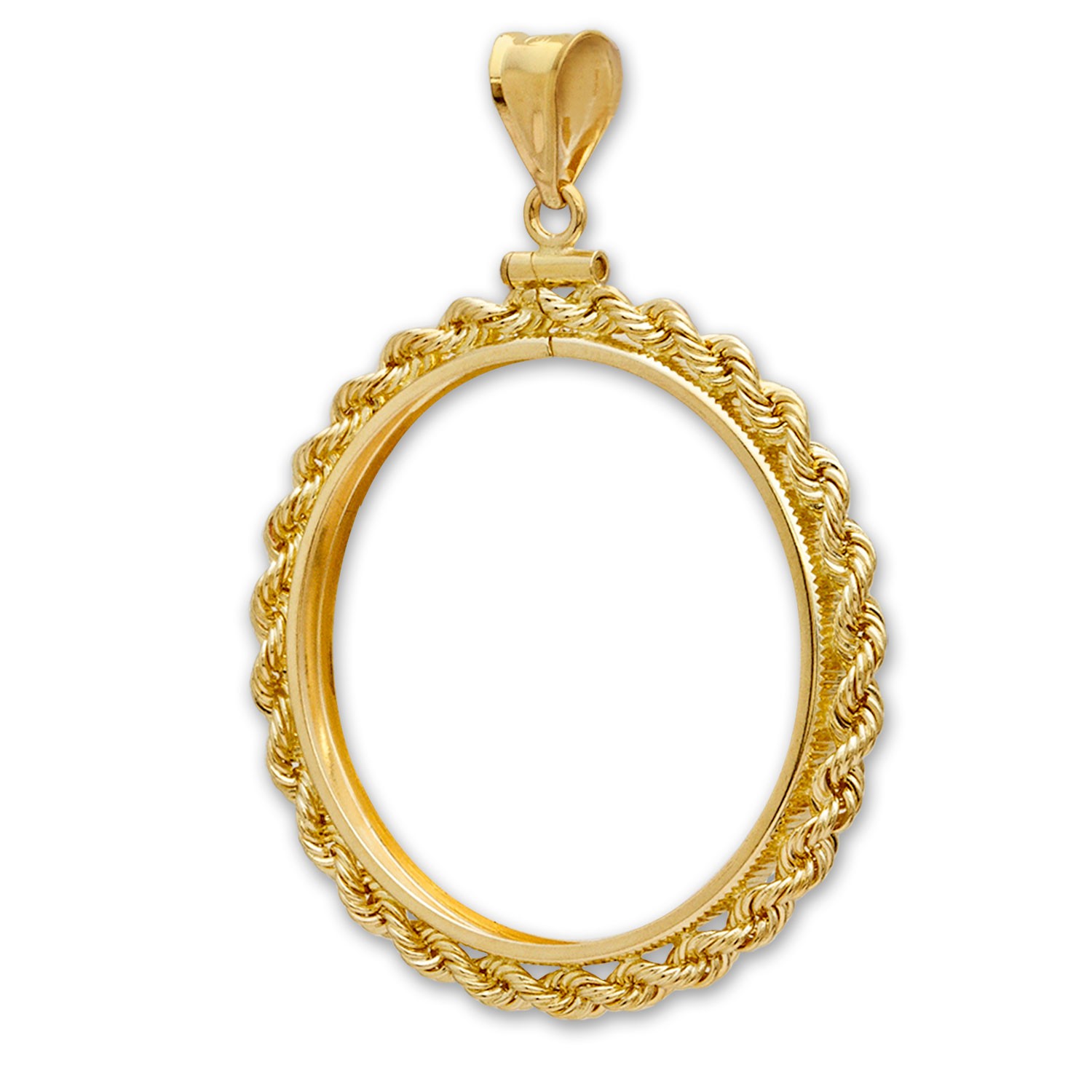 14K Gold Screw-Top Rope Polished Coin Bezel – 27 mm