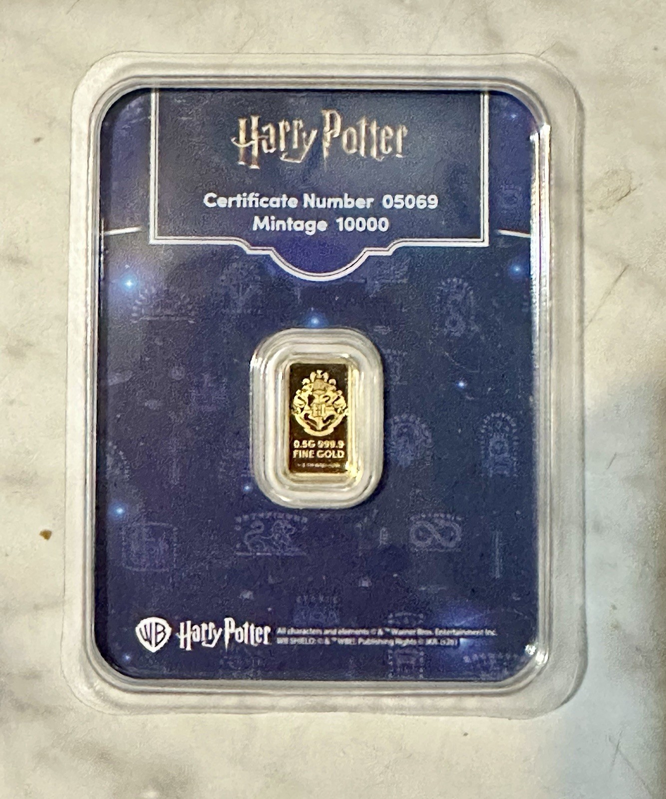 Harry Potter 1/2 gram Gold Bar Harry Potter 25th Anniversary