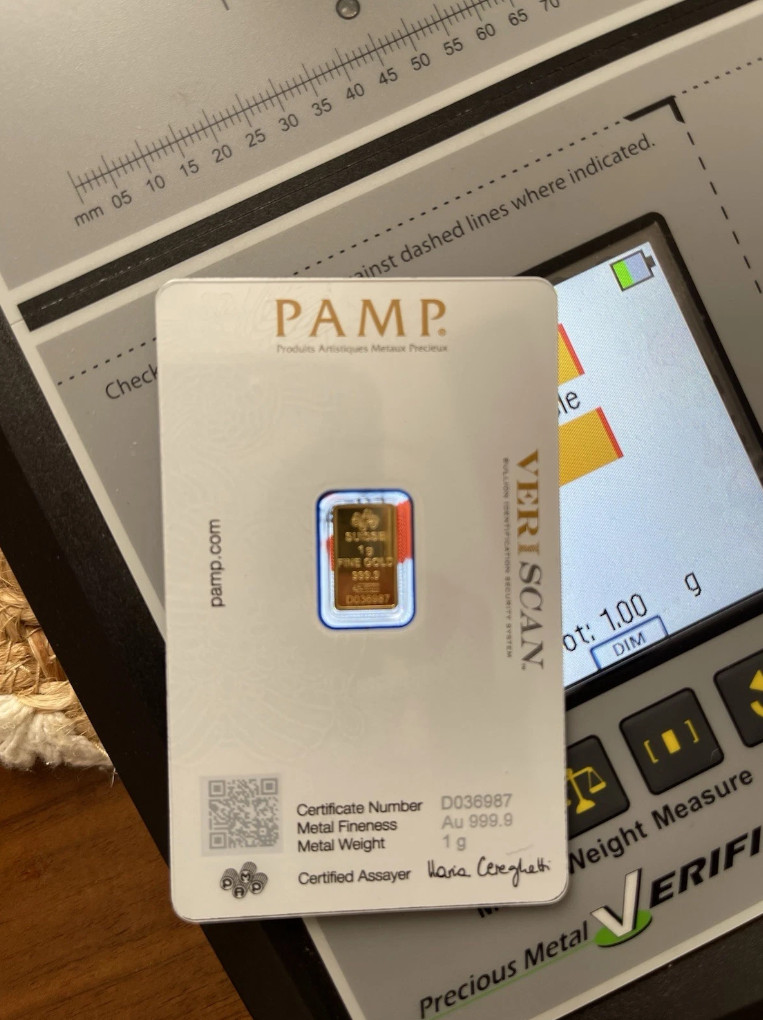 1 gram Gold Bar – PAMP Suisse Lady Fortuna Veriscan® (In Assay)